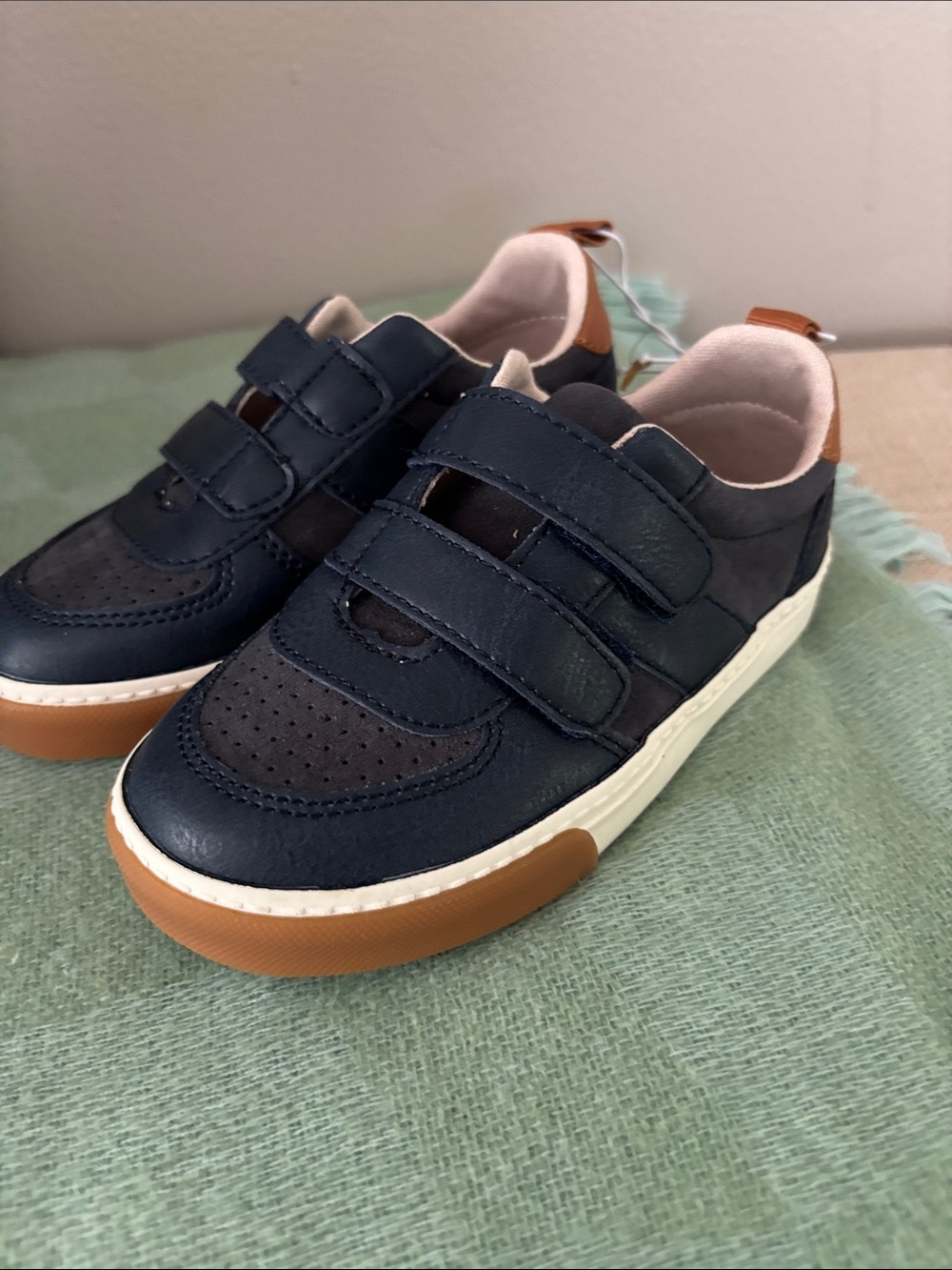 Old Navy Navy and Brown Kids Double Velcro Sneakers